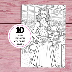 1950s Fashion Coloring Pages Printable