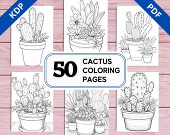 50 Cactus Coloring Pages | Intricate Botanical Illustrations (Printable PDF)