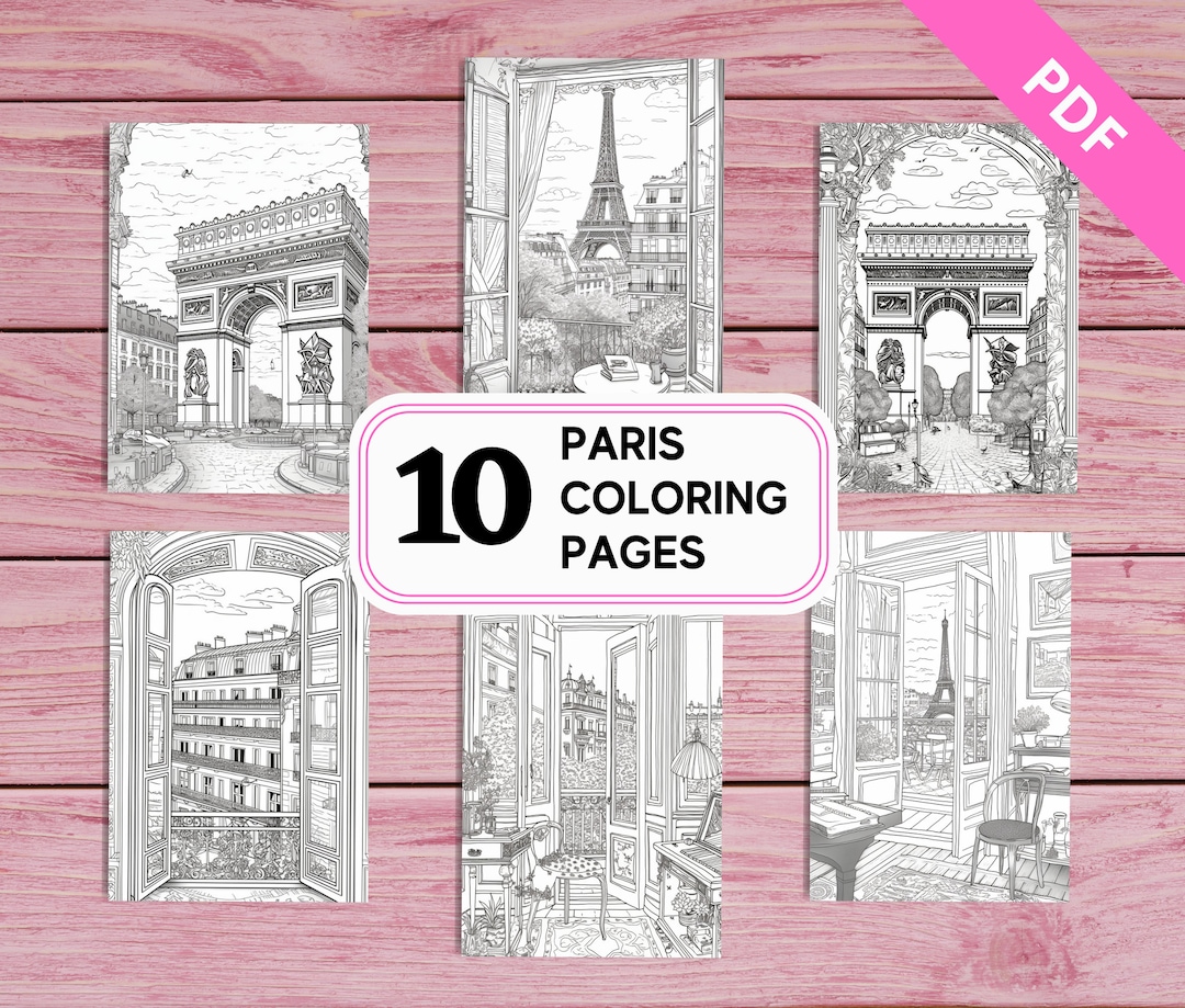 Paris - 10 Coloring Pages for Adults | Printable PDF A4 | Instant Download | for French Lovers ...