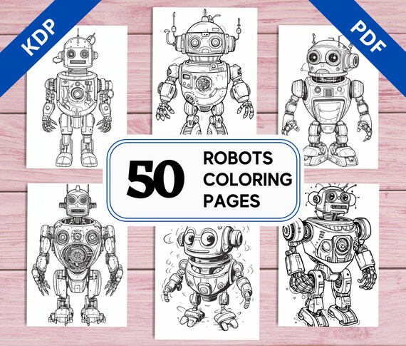 50 Robots Coloring Pages | Printable Illustrations for Kids & Adults (PDF)