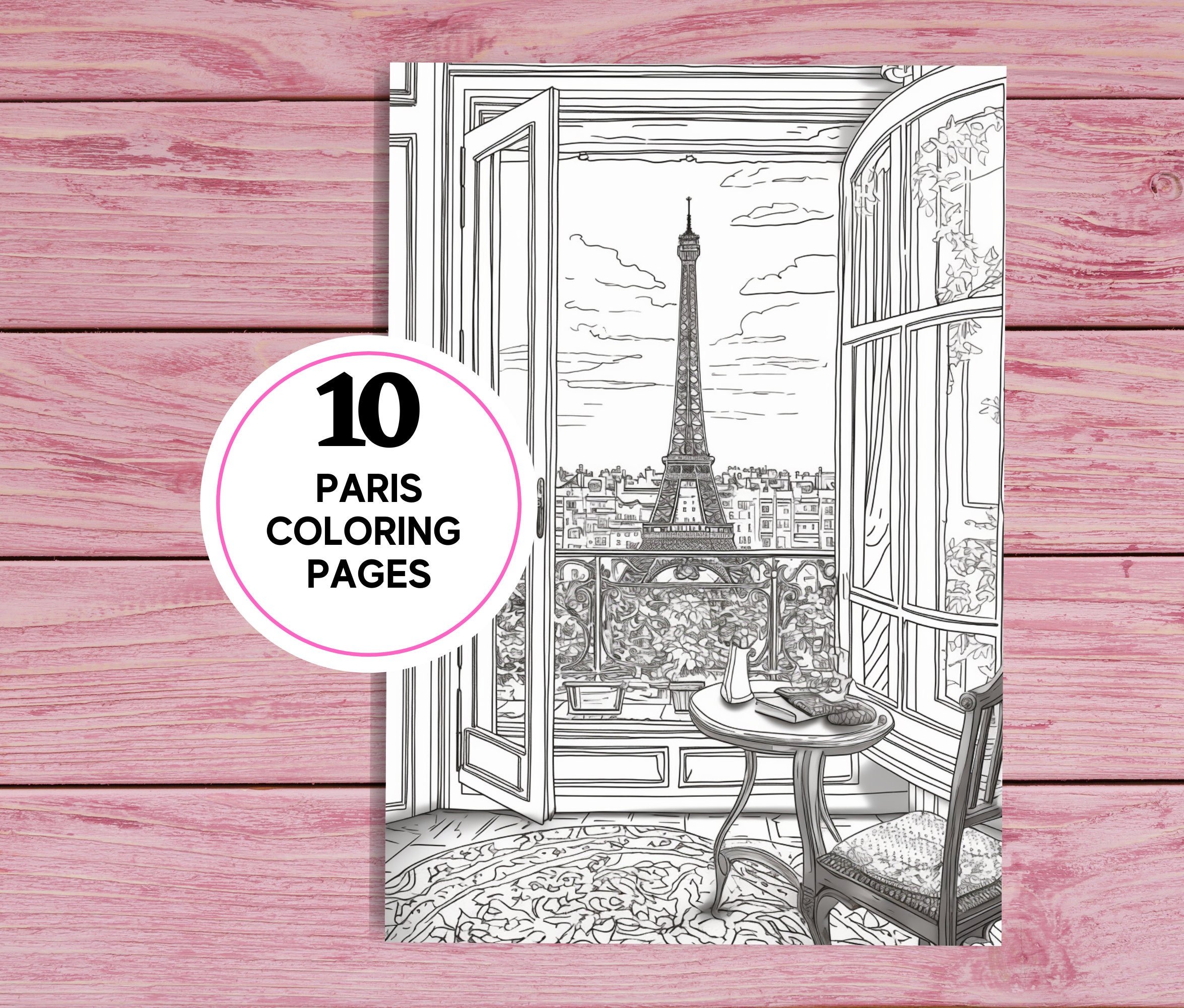 Paris - 10 Coloring Pages for Adults | Printable PDF A4 | Instant Download | for French Lovers ...