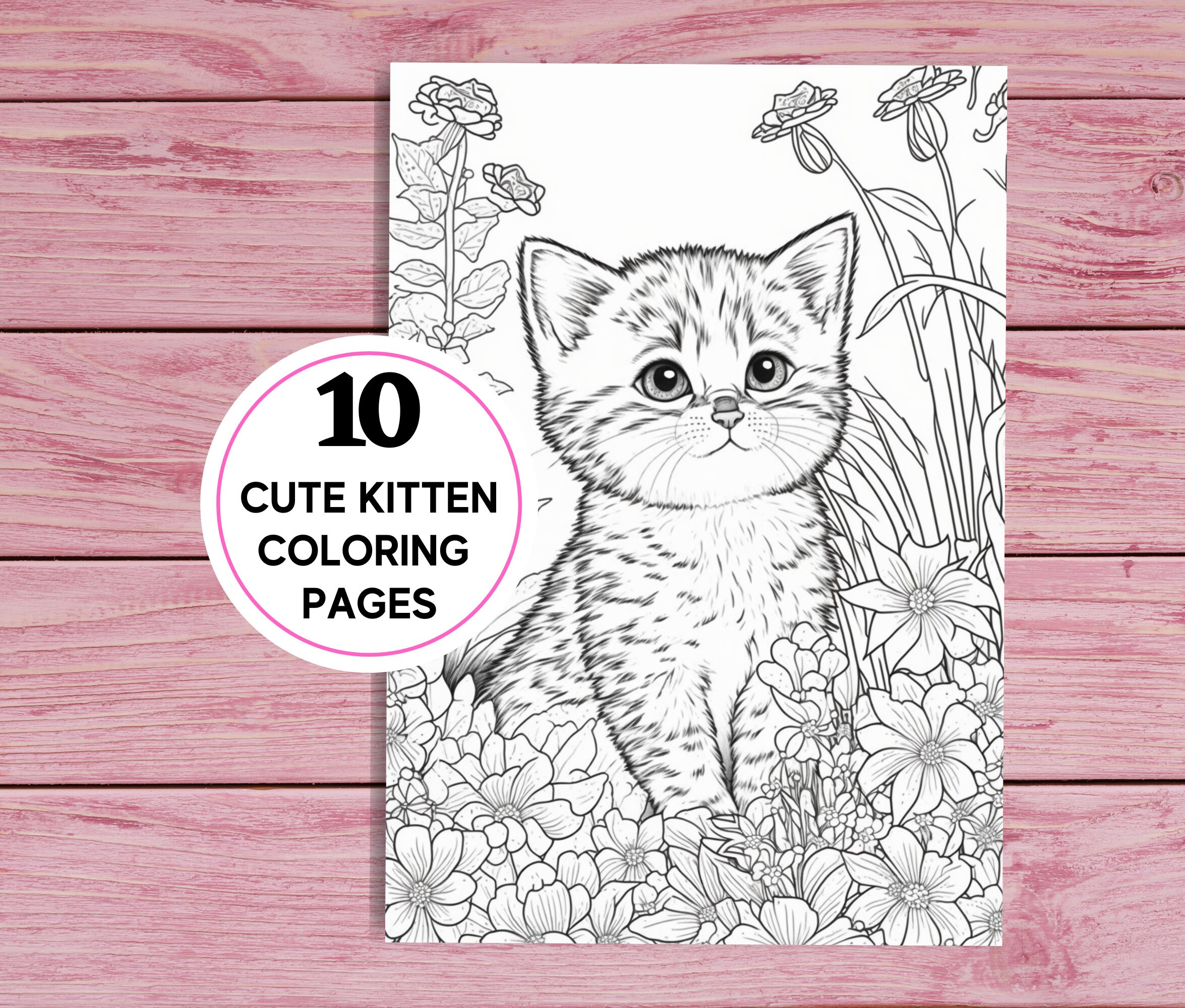 10 Cute Little Kitten Coloring Pages for Kids | Printable PDF 10 Pages ...