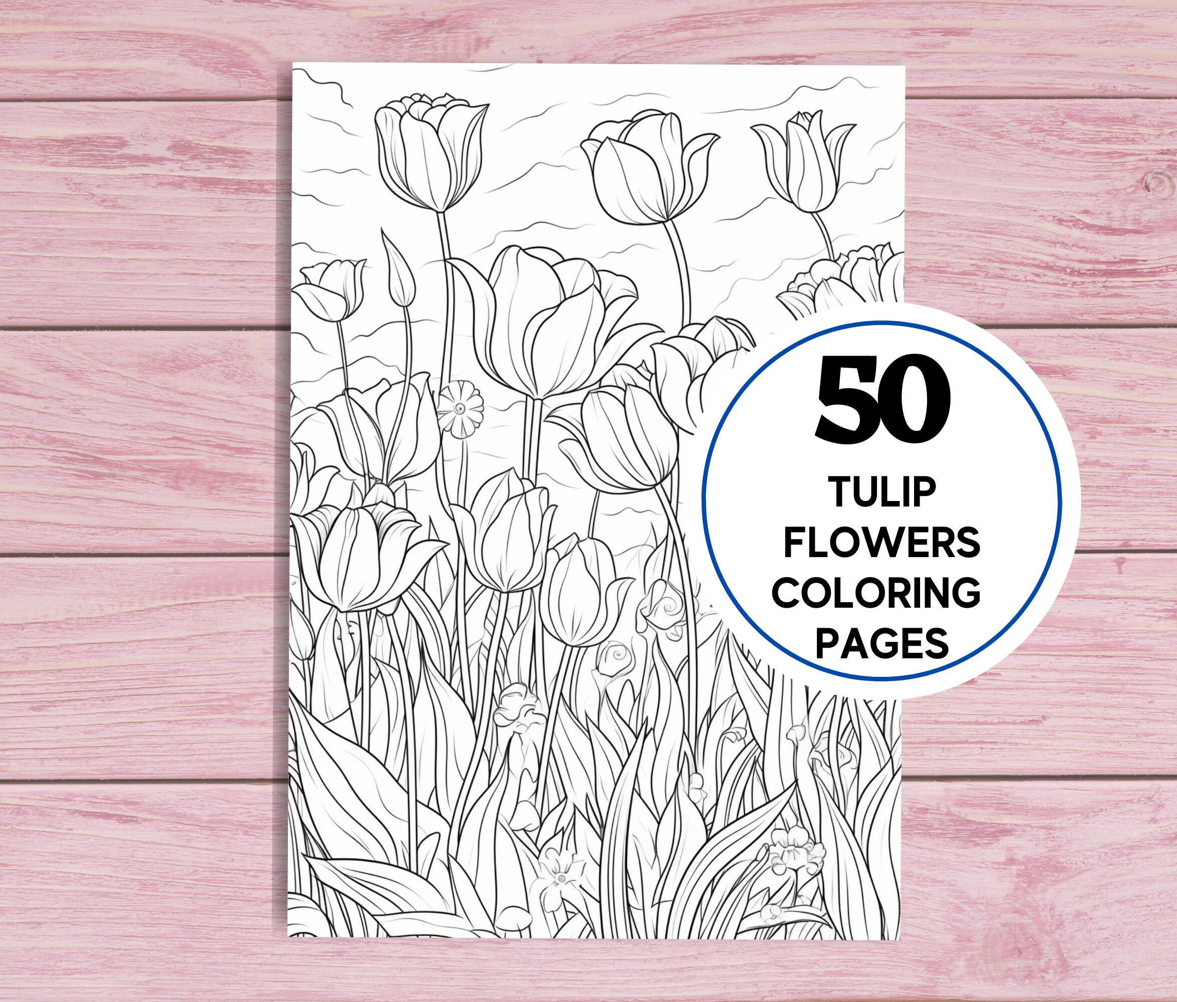 50 Tulip Flowers Coloring Pages | Intricate Botanical Illustrations ...