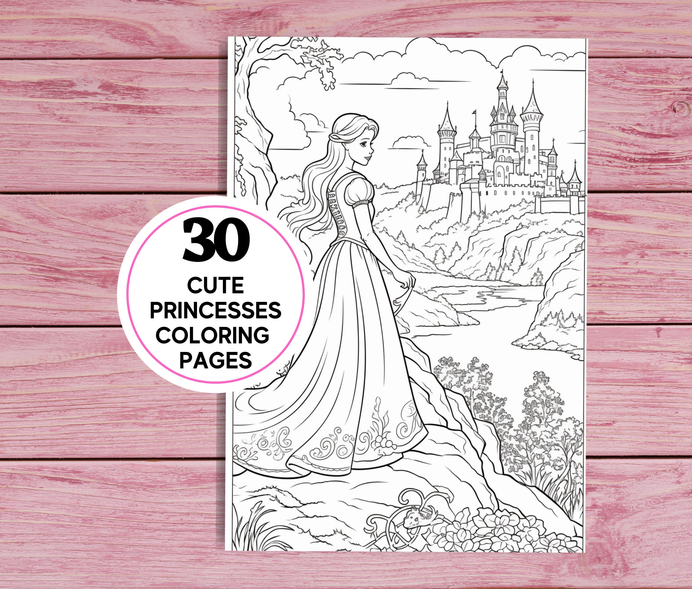 30 Cute Princesses - Coloring Pages for Girls | Printable PDF 30 Pages A4 | for Kids Adults ...