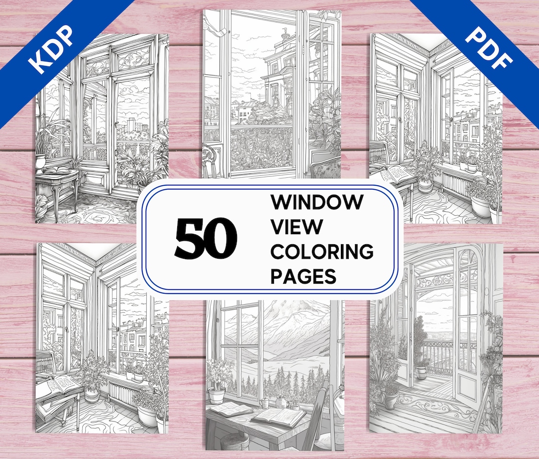 Window View Coloring Pages – 50 Interior Designs for Adults (printable ...