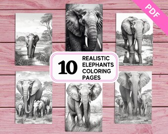 Elefant Malvorlagen - 10 realistische Designs für Kinder & Erwachsene (druckbare PDF-Datei)