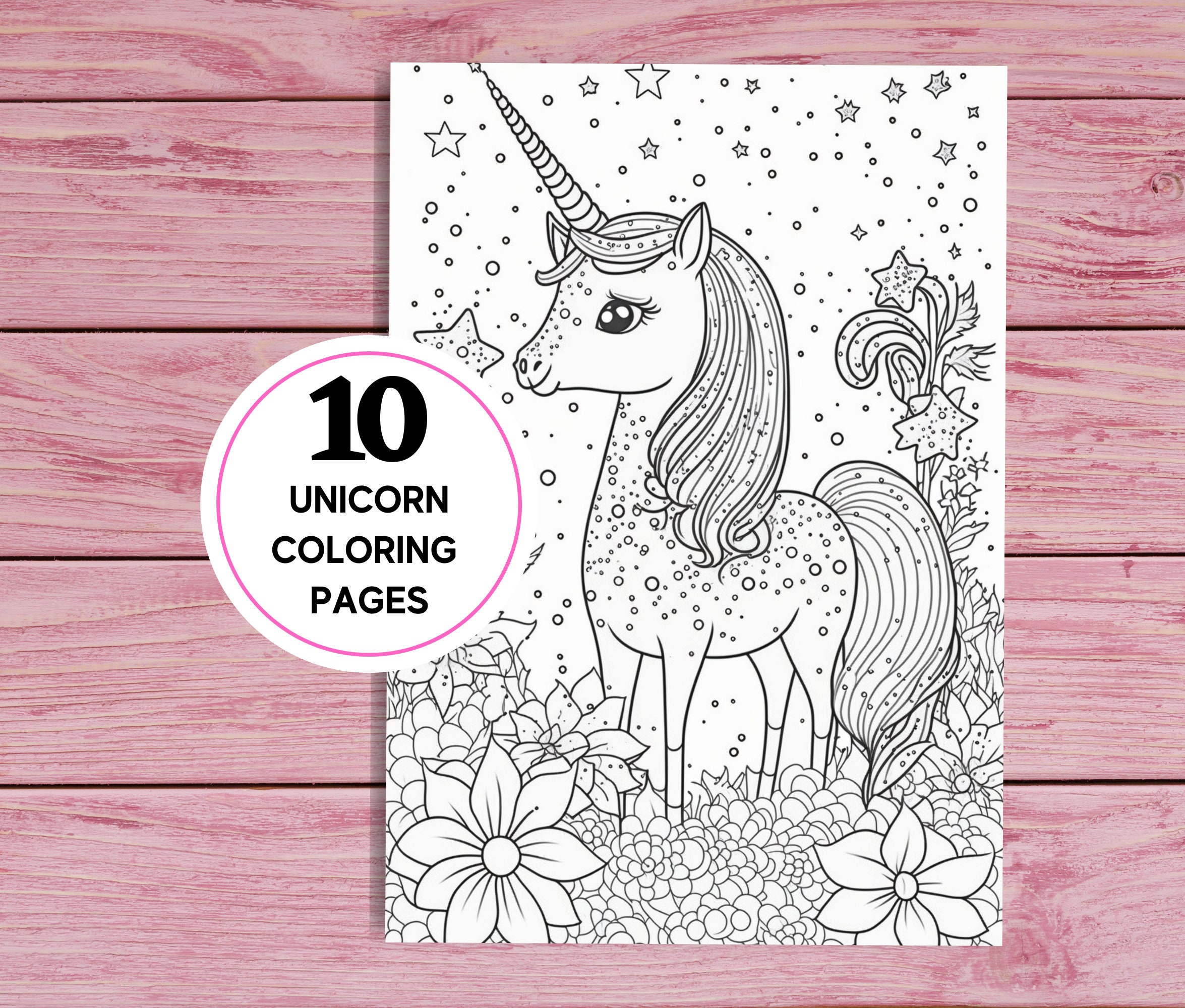 10 Cute Unicorn Coloring Pages for Kids | Printable PDF 10 Pages A4 ...
