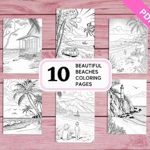 Beach Landscapes Coloring Pages – 10 Printable Pages for Adults (PDF)