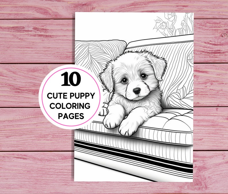 10 Cute Little Puppy Coloring Pages for Kids Printable PDF 10 Pages A4 ...