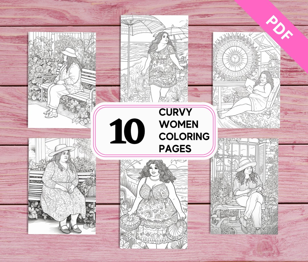 10 Curvy Women Coloring Pages for Kids and Adults Printable PDF 10 ...
