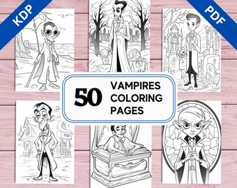 50 Creepy Vampire Coloring Pages | Horror Illustrations (Printable PDF)
