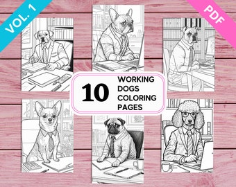 Desenhos para colorir de cachorros de terno - Animais engraçados para imprimir (PDF)