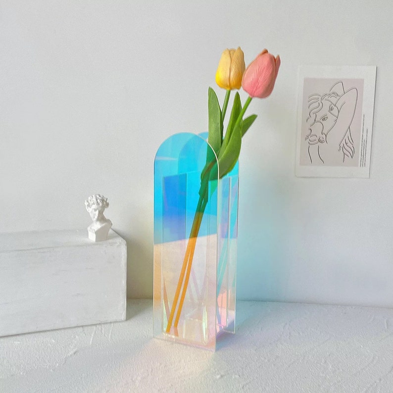 Acrylic Vase Modern Nordic Style Rainbow Colorful for Home Etsy
