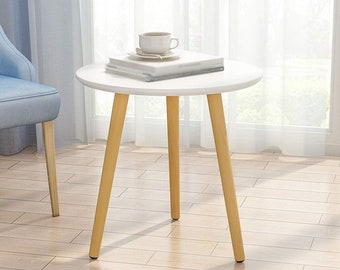 Wooden White Round Side Table