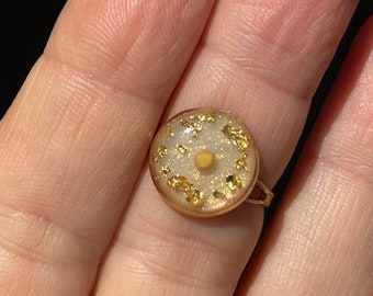 Faith as small as a Mustard seed Christian Believer encouraging hope Gold & adjustable ring.
