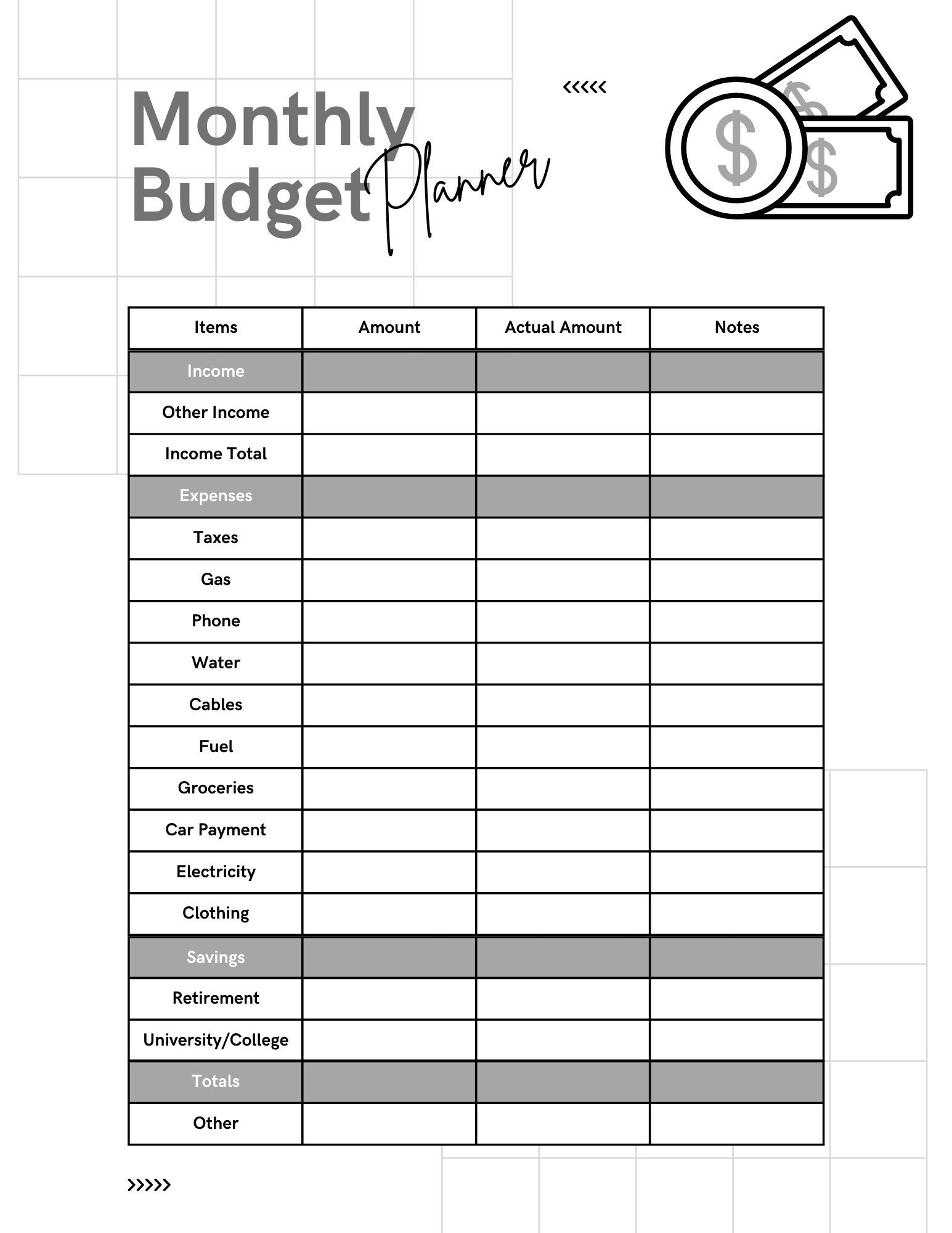 Monthly Budget Planner Etsy