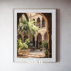 Lush Gardenia | Damascus Syria | Nostalgic Middle Eastern Courtyard | Digital Download Wall Art | SAKN Riad Collection