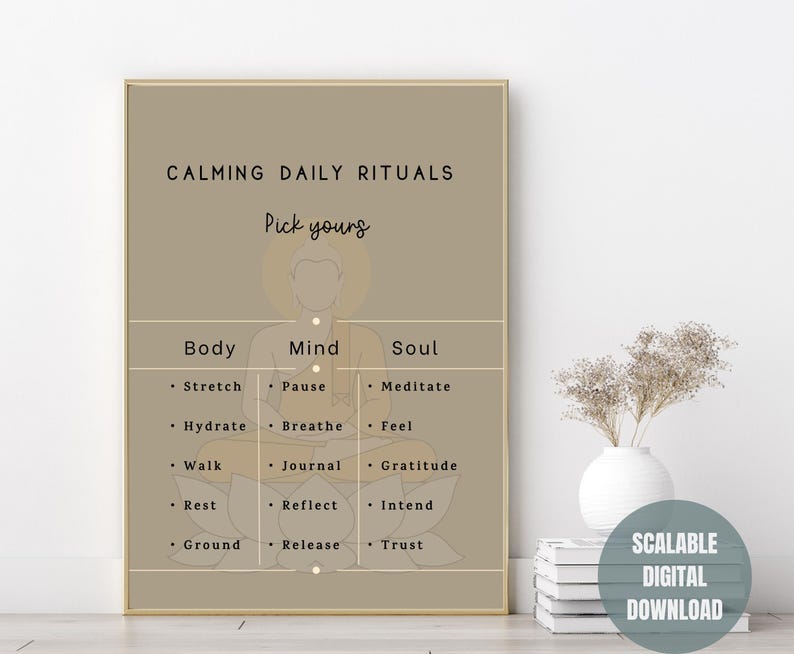 Calming Daily Rituals Wall Art – Mindfulness Reminder Poster (digital ...