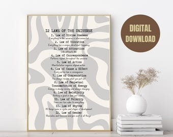 12 Laws Of The Universe Print, Spiritual Wall Art (Digital Download)