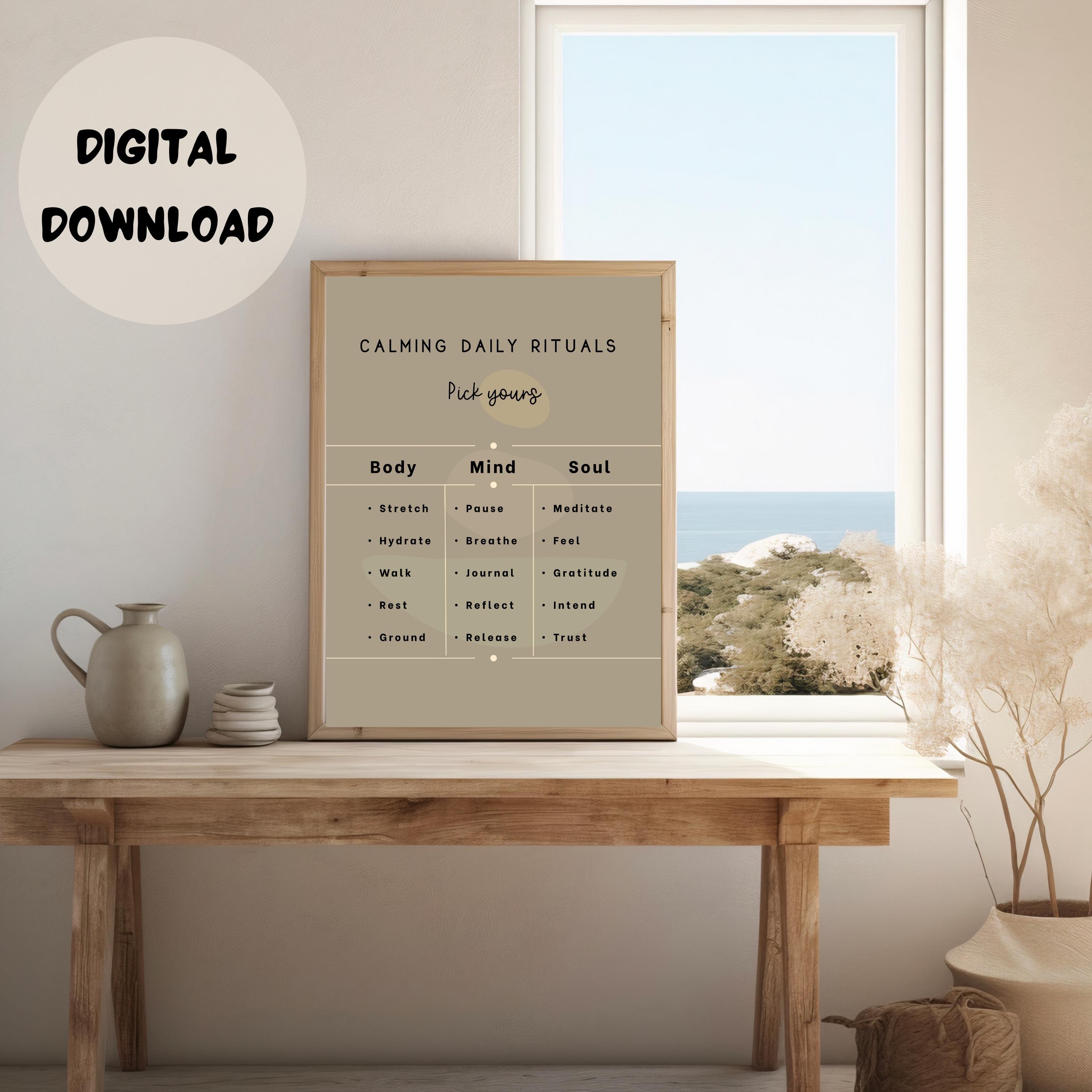 Calming Daily Rituals Wall Art – Mindfulness Reminder Poster (digital ...