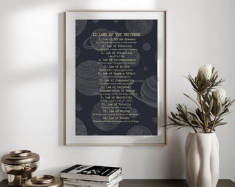 12 Laws of The Universe Print, Spiritual Wall Art (Digital Download)
