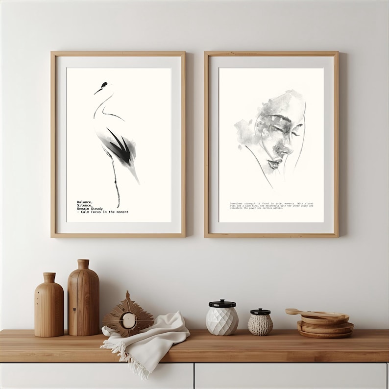 Mindfulness Wall Art Set | Calm Quotes, Minimalist Prints (digital ...
