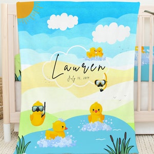 Rubber Duckies Personalized Baby Bedding Blanket Sets for Baby Boy Girl Gift for Newborn Baby Shower Keepsakes New Baby Customized Boy Girl