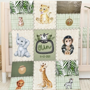 Jungle Baby Bedding Blankets Duvets Pillows for Baby Boy Girl Gift for Newborn Baby Shower Keepsakes for New Baby Customized Boy Girl
