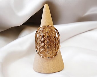 FLOWER OF LIFE ring in pink stainless steel