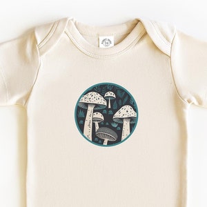 Mushrooms Baby Onesie® is the perfect newborn baby gift or baby shower gift that celebrates nature, Nature Lover Baby Shower Gift