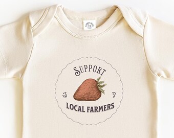 Support Local Farmers Baby Bodysuit, Farmcore Nature-Inspired Onesie, Cute Baby Shower Farming Gifts, Infant Bodysuits for Farm Lovers
