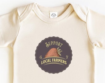 Support Local Farmers Baby Bodysuit, Farmcore Nature-Inspired Cute Baby Shower Farming Gifts, Infant Bodysuits for Farm Lovers