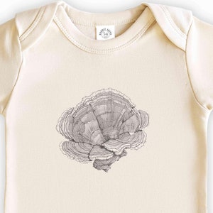 Baby Essentials Onsie, Turkey Tail Mushroom Baby Onsie, Natural Bodysuit, Cottagecore Clothes, Mushroom Bodysuit