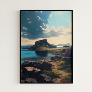 Jeju Island, Digital Print, Oil on Canvas, Serenity, Calm, Simple, Peaceful, Meditative, Minimalist, Modern Decor, Interior
