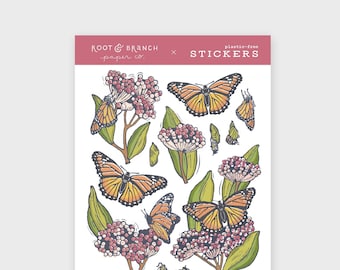 Monarch + Milkweed Sticker Sheet