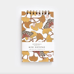 Ginkgo + Tiger Moth Mini Spiral Notepad