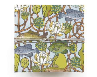 Lotus Pond Freshwater Fish Gift Wrap Sheets - Roll of 3 Sheets