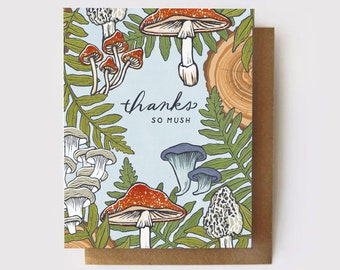 Thanks so Mush Mushroom Pun Thank You Card