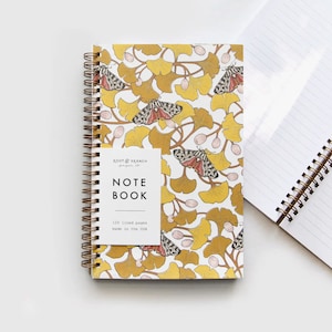 Ginkgo + Tiger Moth Spiral Notebook
