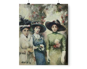 Three Women 11 x 14" poster, wall art for any home, fine art wall hanging, art print for all decors, great gift for her.