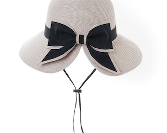 Elementally Waverly's Sun Hat for Ladies with Bowknot Stylish for Beach, Summer, Sun with Chin Strap