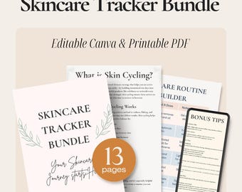 Skincare Tracker Bundle: Routine Builder, Skin Cycling (Printable PDF)