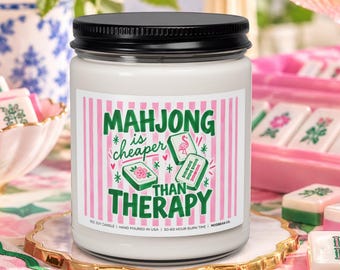 Mahjong Is Cheaper Than Therapy Candle - Funny Mahjong Gifts, Mahjong Christmas, Mahjong Lover Gifts for Mahjong Players, Mah Jong Gifts
