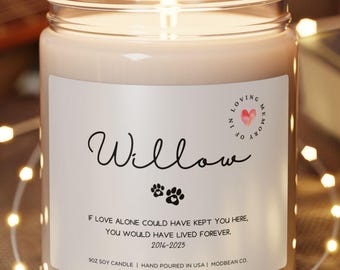 Pet Loss Remembrance Candle Custom Name Paw Print In Loving Memory Of Gift for Dog Cat Owners Sympathy Memorial Gift Pet Loss Candle