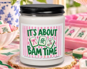 It's About Bam Time Mahjong Candle - Funny Mahjong Gifts, Mahjong Tiles Christmas, Mahjong Lover Gifts for Mahjong Players, Mah Jong Gifts