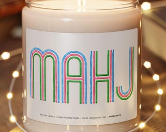 Retro MAHJ Candle - Mahjong Lover Gift, Mahjong Club Gift, Mahjong Night Decor, Mahj Hostess Gift, Mahjong Group Gift, Christmas Mahjong