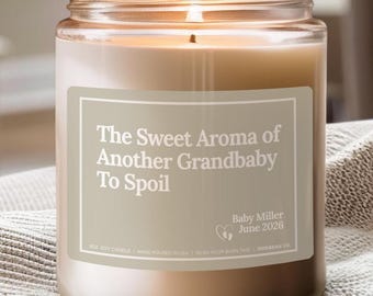 Custom Pregnancy Reveal Candle Gift, Grandparents Again Gift for Parents, Baby Announcement Candle, Gift for Grandparents,  Pregnant Again