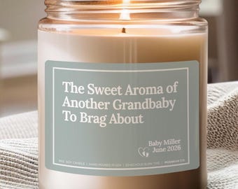Custom Pregnancy Reveal Candle Gift, Grandparents Again Gift for Parents, Baby Announcement Candle, Baby Reveals, Pregnant Again Grandbaby