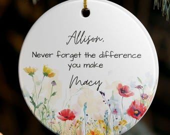 Personalized Friend Gift 2025 - Never Forget The Difference You Make Christmas Ornament, Custom Gift for Besties, Friend Appreciation