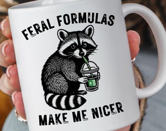 Funny Feral Racoon Spreadsheet Mug Gift - Funny Raccoon Mug, Spreadsheet Lover Gift, Mug for Coworkers, Excel Lover Gift, Spreadsheet Joke